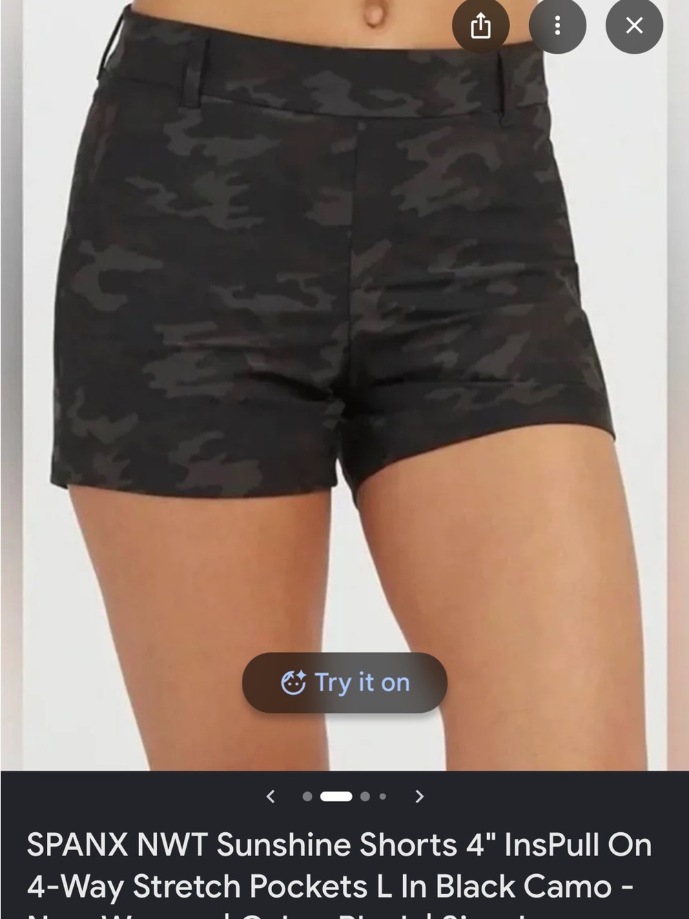 SPANX Black Camo Athletic Pull-On Shorts